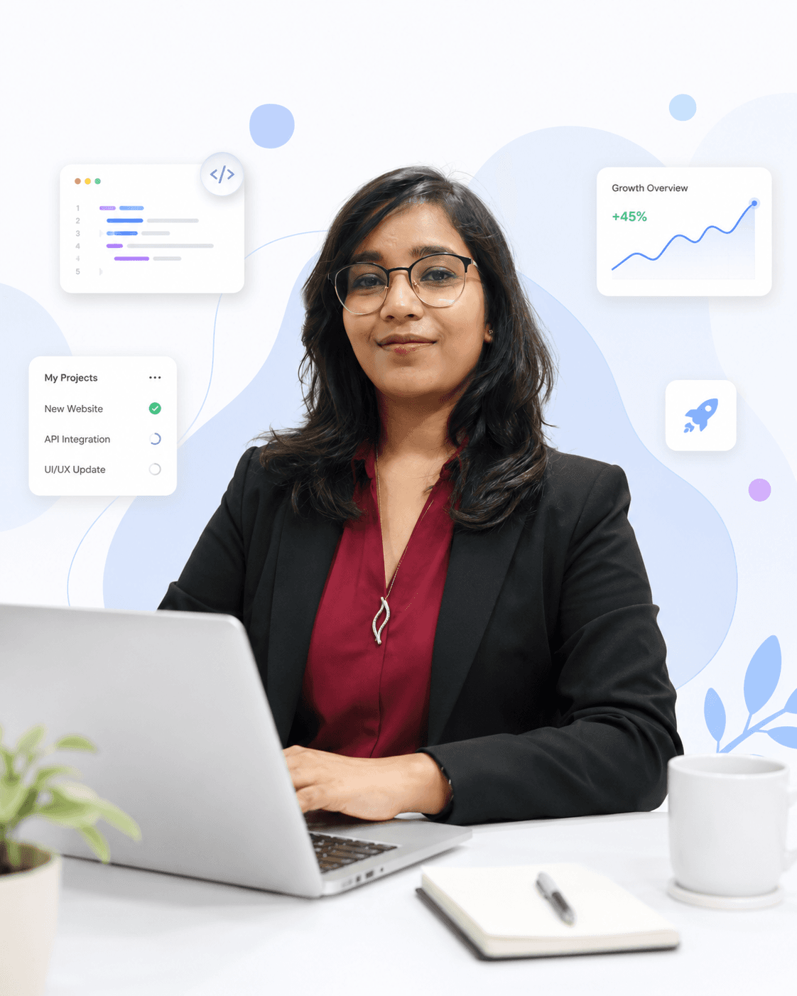 Neha Gupta working on developer learning guides